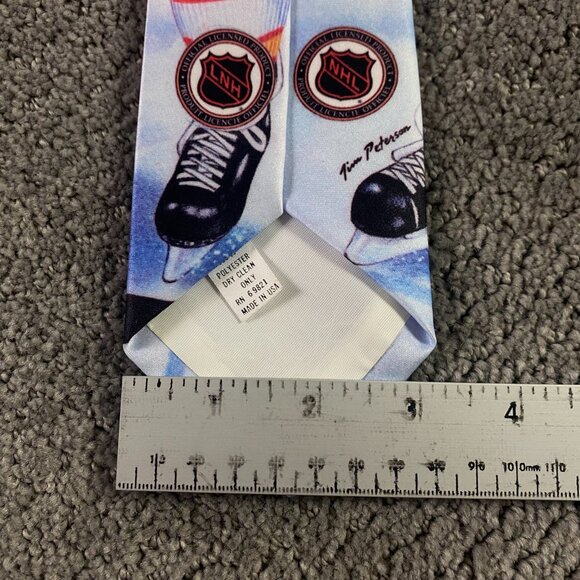 Vintage 90s Calgary Flames Necktie Ralph Marlin Neck Tie Made in USA Hockey NHL - Picture 7 of 7